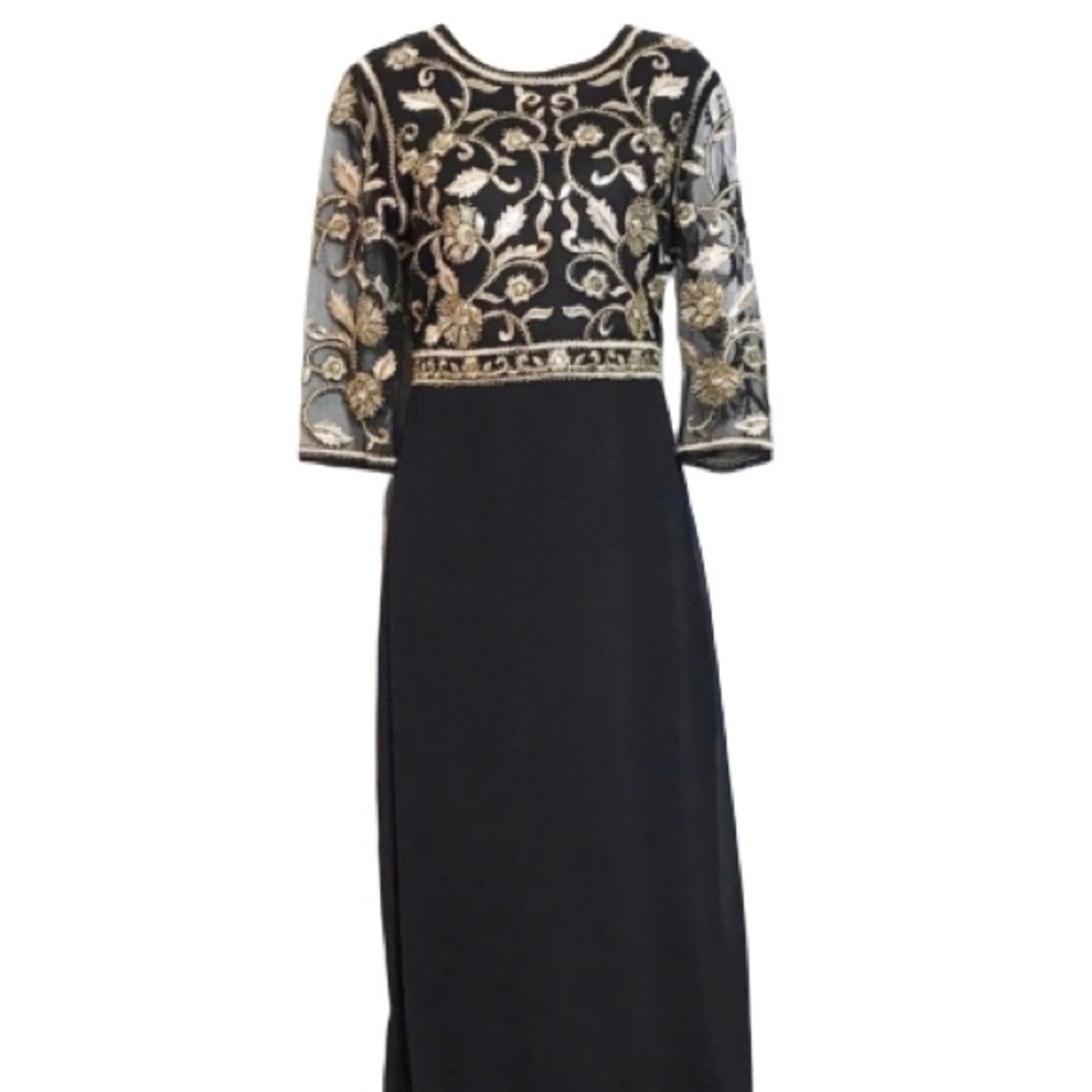 Maner Chiffon Beaded Sequin Dress
